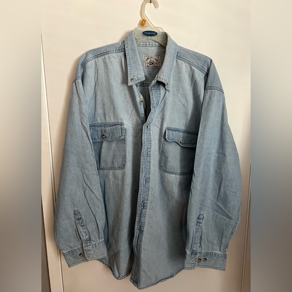 Denim button down long sleeve shirt - XXL